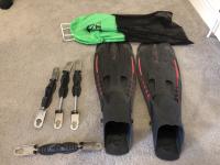 Beauchat fins with 2 sizes of sprint heels